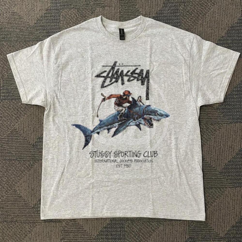 Grey Stussy Shark Tee